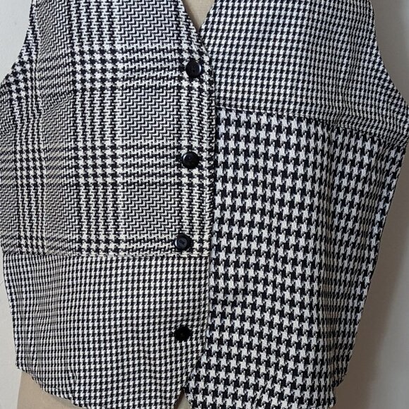 Y2K Houndstooth Vest Checkered Button Friends Rachel Green Vintage Ska 90's - Picture 7 of 7